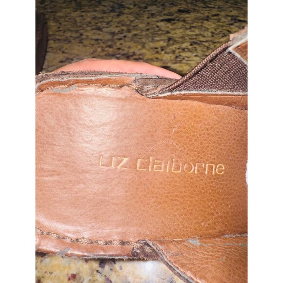 Vintage Liz Claiborne Square Toe Womens Brown Suede High Heel Mules 8M Retro 70s - Picture 5 of 10